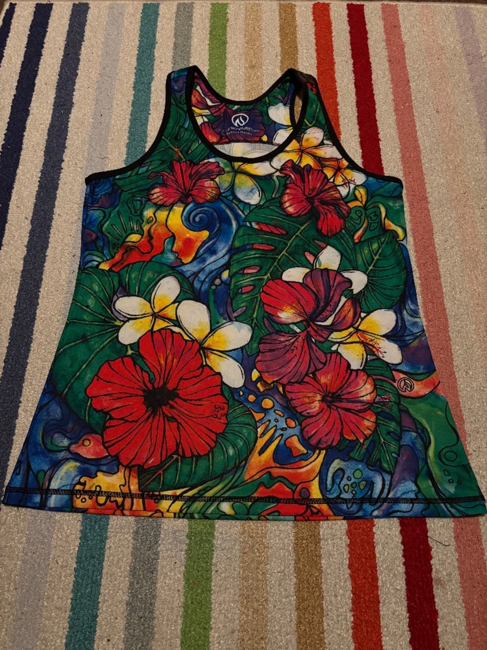 INKnBURN Rare Mystery Collection Hawaiian Floral Tank Top, Women's Size XL